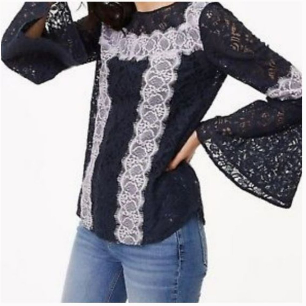 Loft Lace Top with Bell Sleeves
